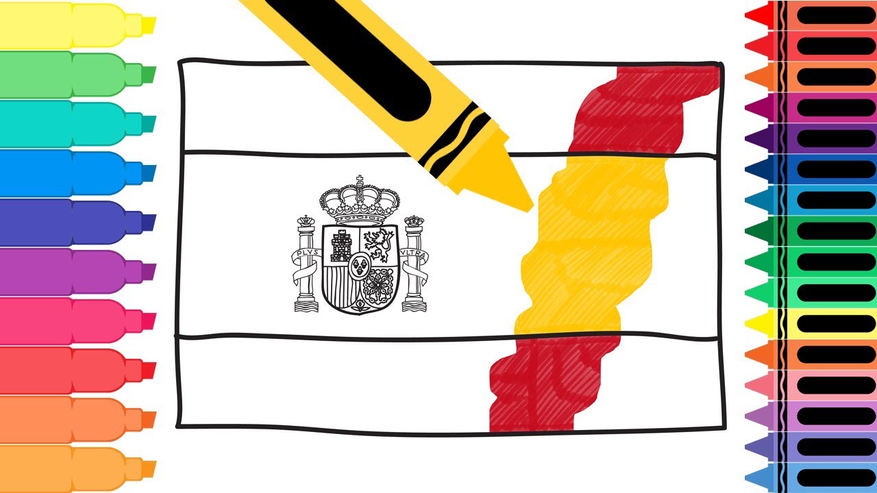 How to Draw Spain Flag - Drawing the Spanish Flag - Coloring Pages for kids | Tanimated Toys