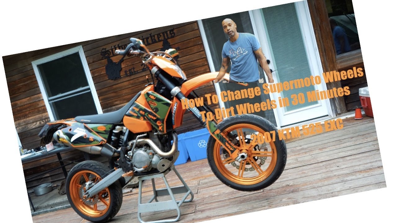 2007 KTM 525 EXC: How To Change Your Supermoto Wheels To Dirt Wheels in 30 Minutes