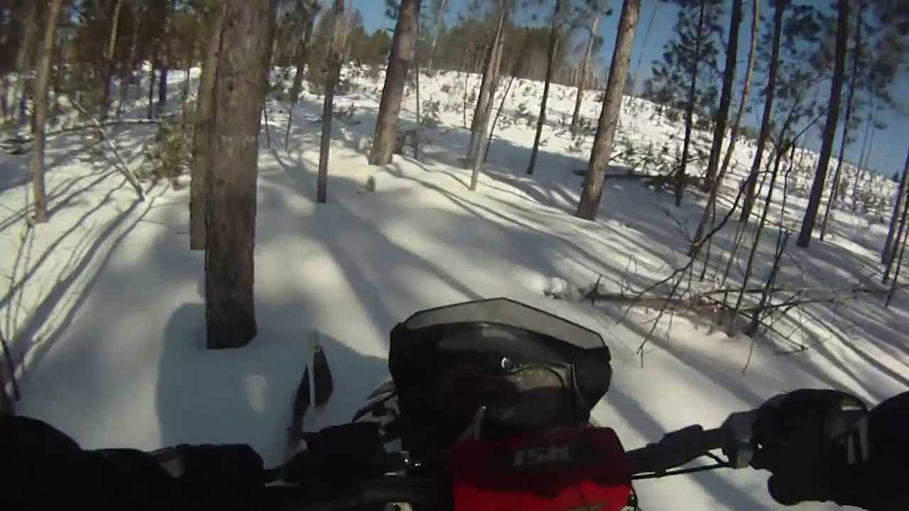 Snowmobile Tree Riding & A Ditch Sidehill