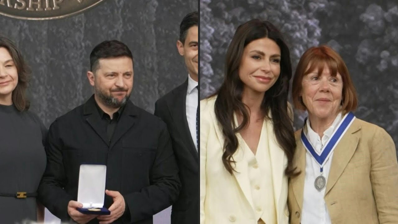 Volodymyr Zelensky and Gisele Pelicot receive the 'Four Freedoms' Award in the Netherlands | AFP