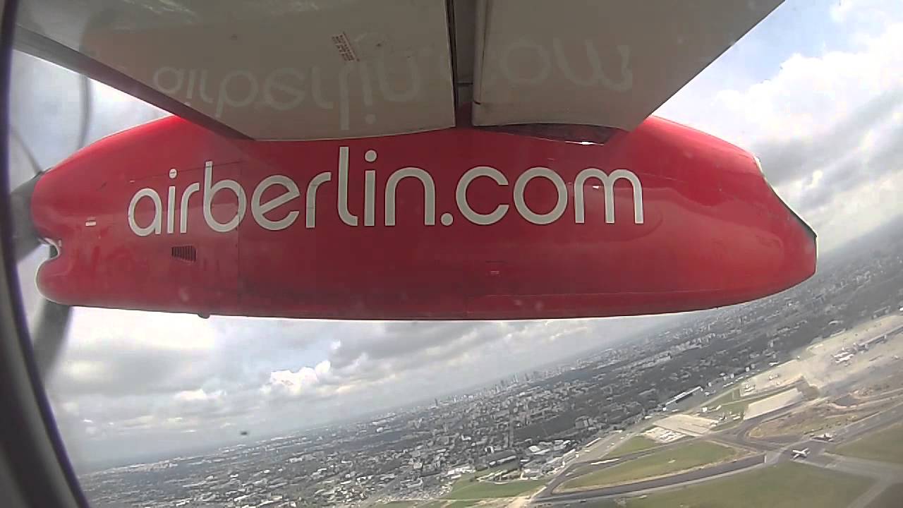 Bombardier Q400 Air Berlin take off from Warsaw [GoPro]