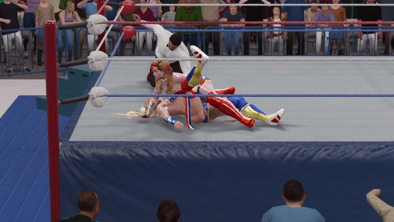 WWE 2K17 Angela Storm vs. Fangirl with Mistress Spencer and Mother Russia