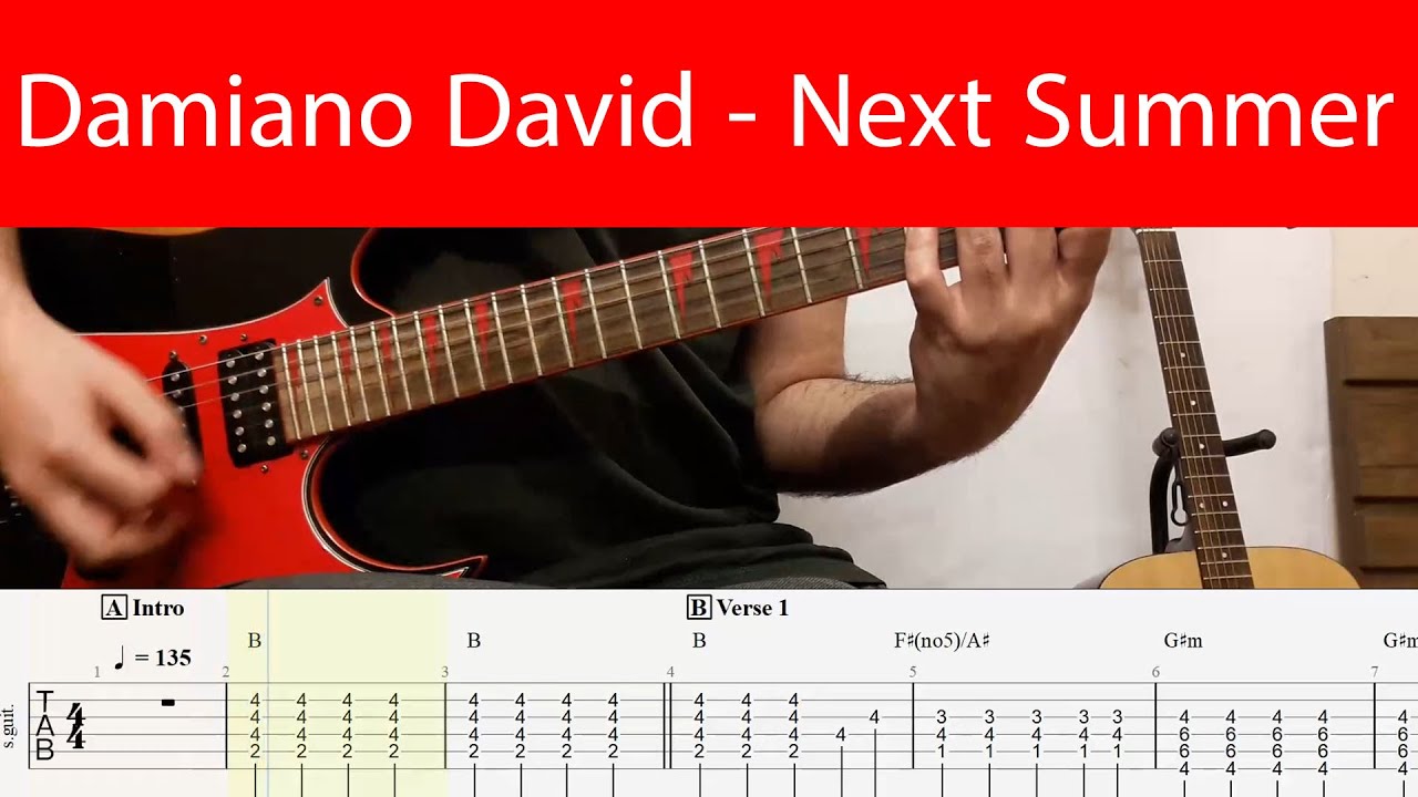 Damiano David - Next Summer Guitar Chords With Tabs