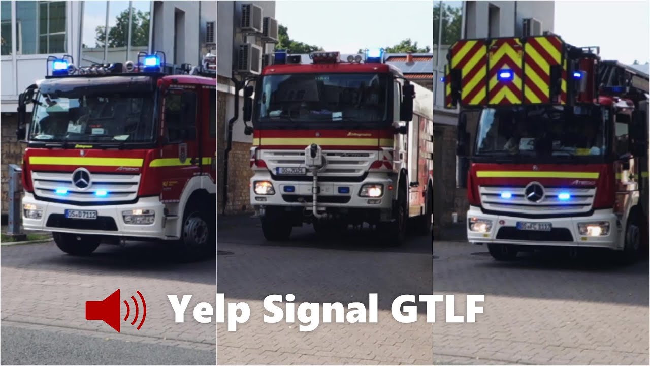 [Yelp Signal vom GTLF] Löschzug Berufsfeuerwehr Osnabrück Wache 1 ausrückend zum Einsatz