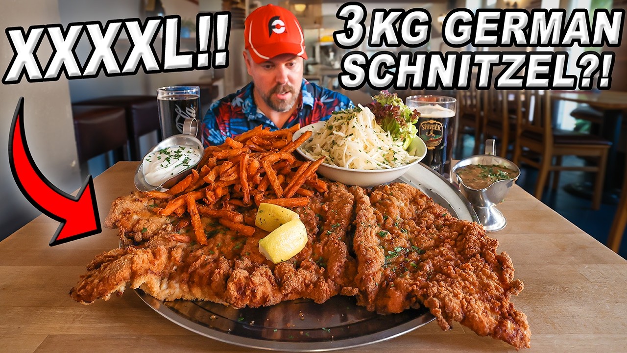 Почти все провалили XXXXL-челлендж по приготовлению немецких шницелей от MaxiMahl в Дрездене, Гер...