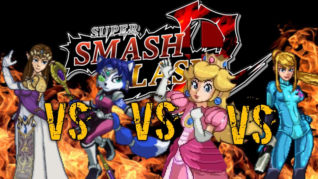 SSF2 1.2 Zelda VS Krystal VS Zero Suit Samus VS Peach