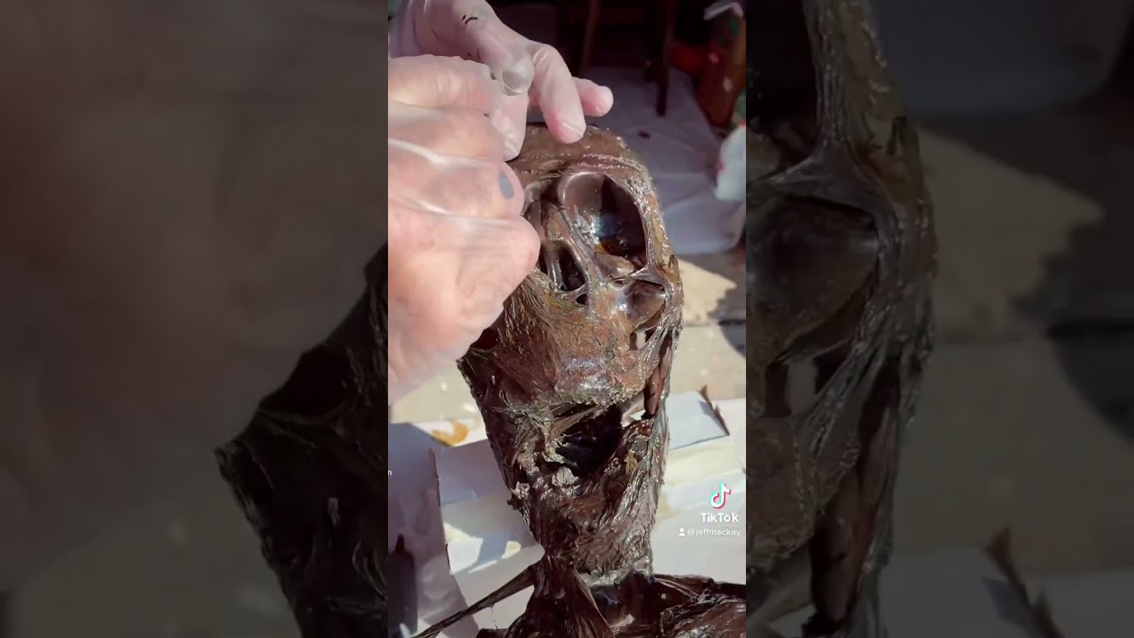 SpringOween Garden Skeleton… with a few handmade mushrooms and diy moss…