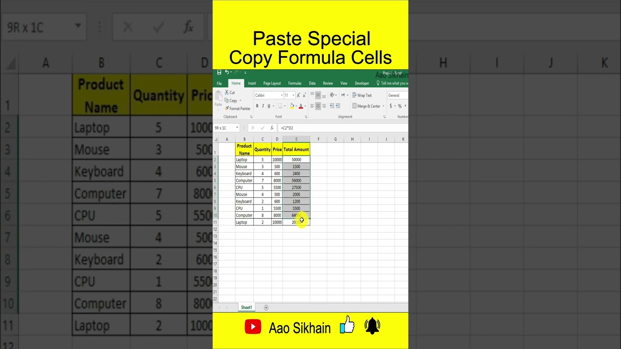 Use Paste Special in Excel
