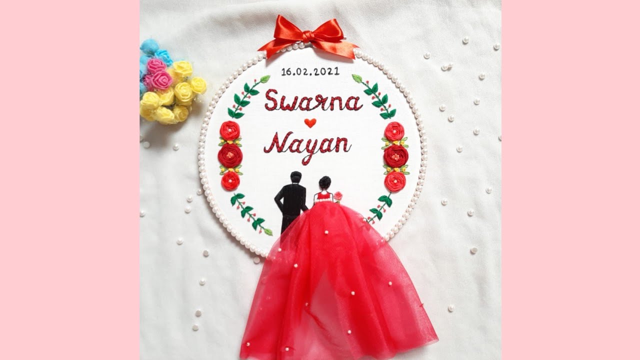 Embroidery Hoop Art || Wedding Theme Hoop || Embroidery designs || Unique Embroidery designs