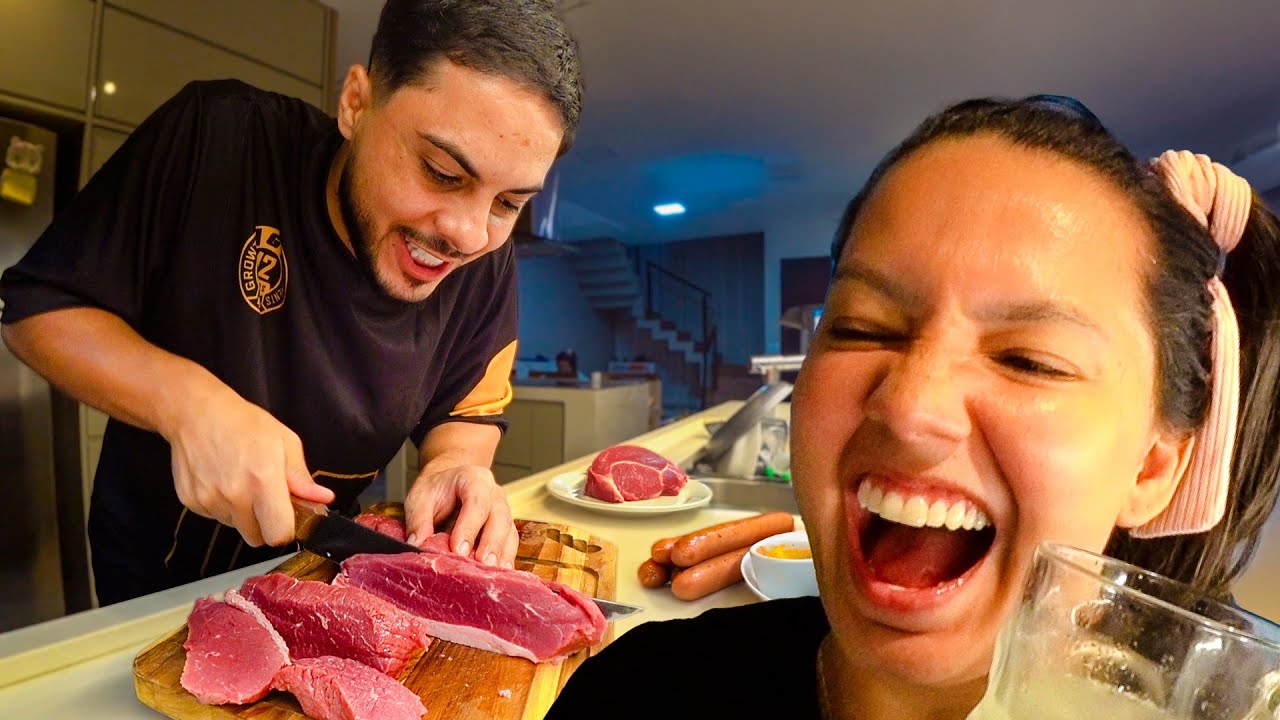 FIZ UM CHURRASCO ESCONDIDO DA NOSSA FILHA🥩😂 E ROUBEI A THAINÁ!