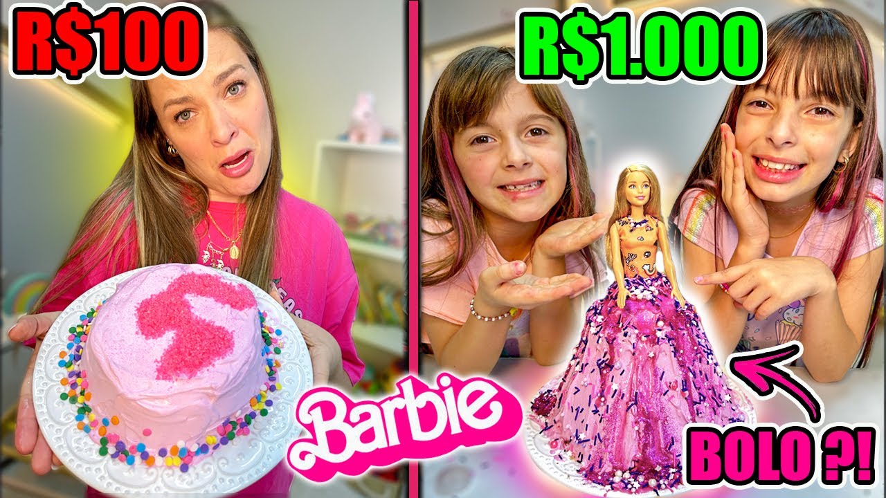 Bolo da BARBIE de R$100 e R$1000 - Desafio da BARBIE