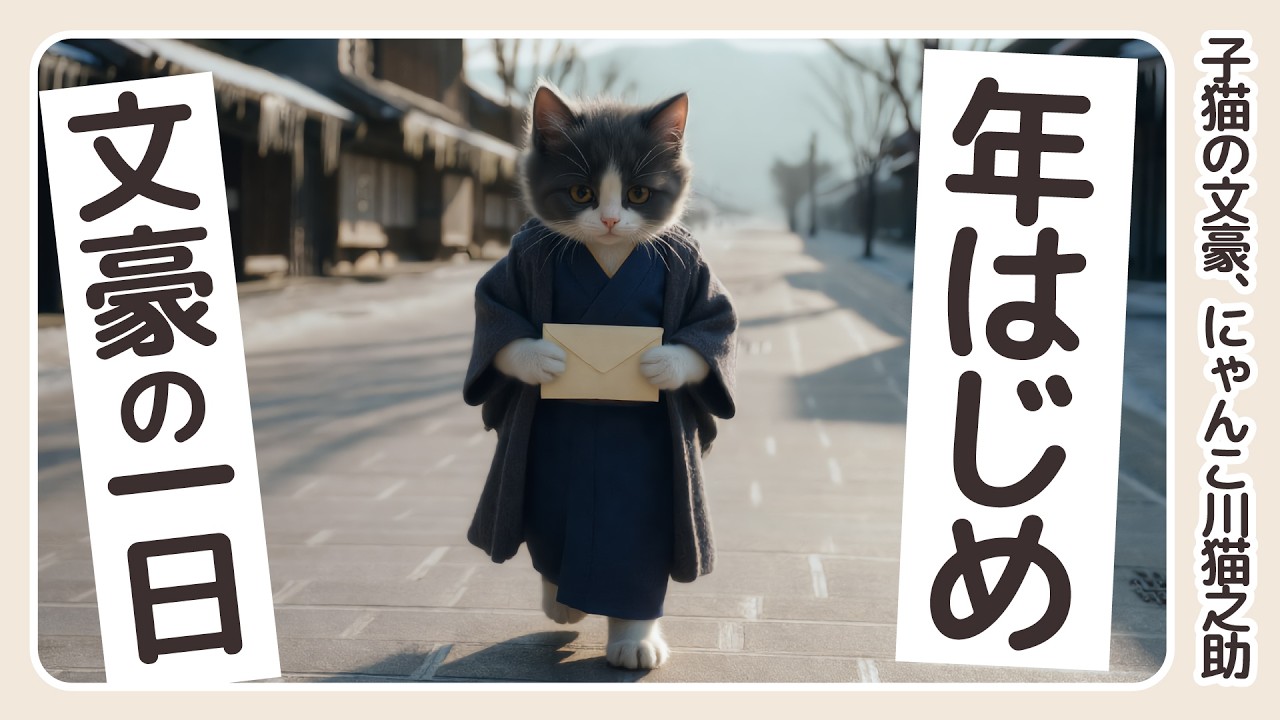 子猫の文豪 にゃんこ川猫之介｜年はじめの一日【第９話】【AI】