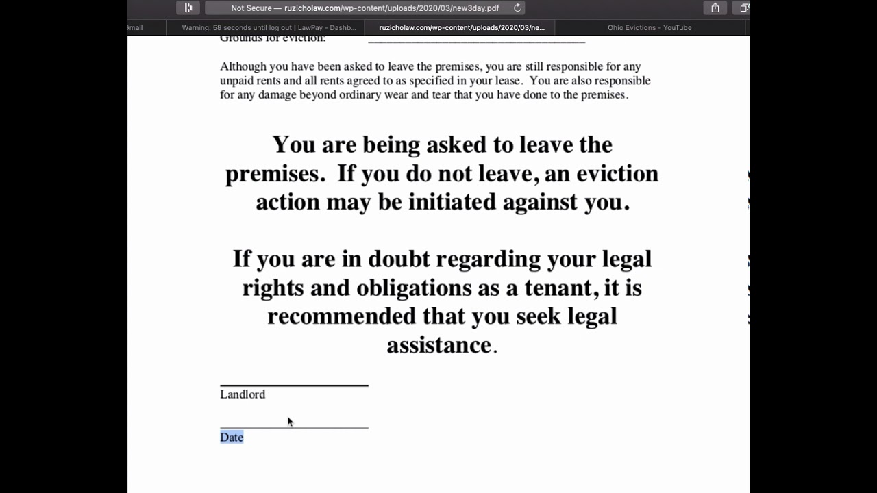 Ohio three day eviction notice