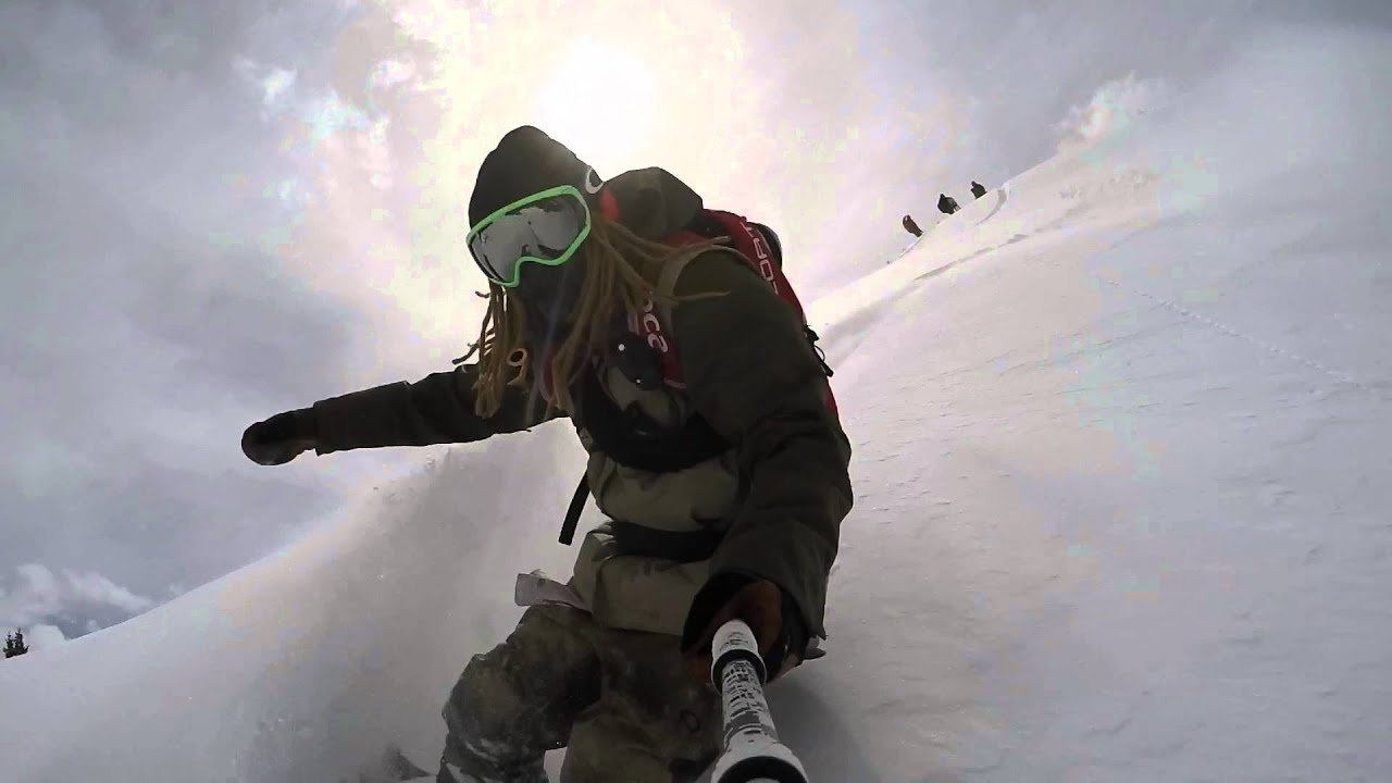 Snowboarding: Hunter Schleper rippin' a nice pow line in the backcountry