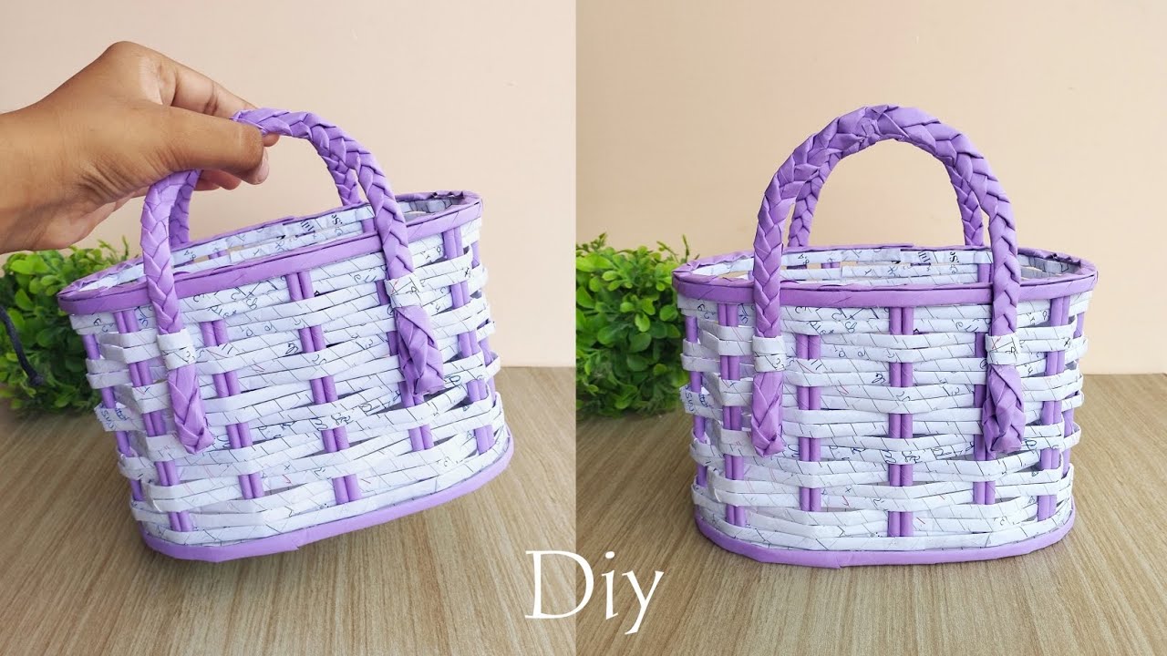 Beautiful and Easy Basket making with paper | Diy Weaving Basket |