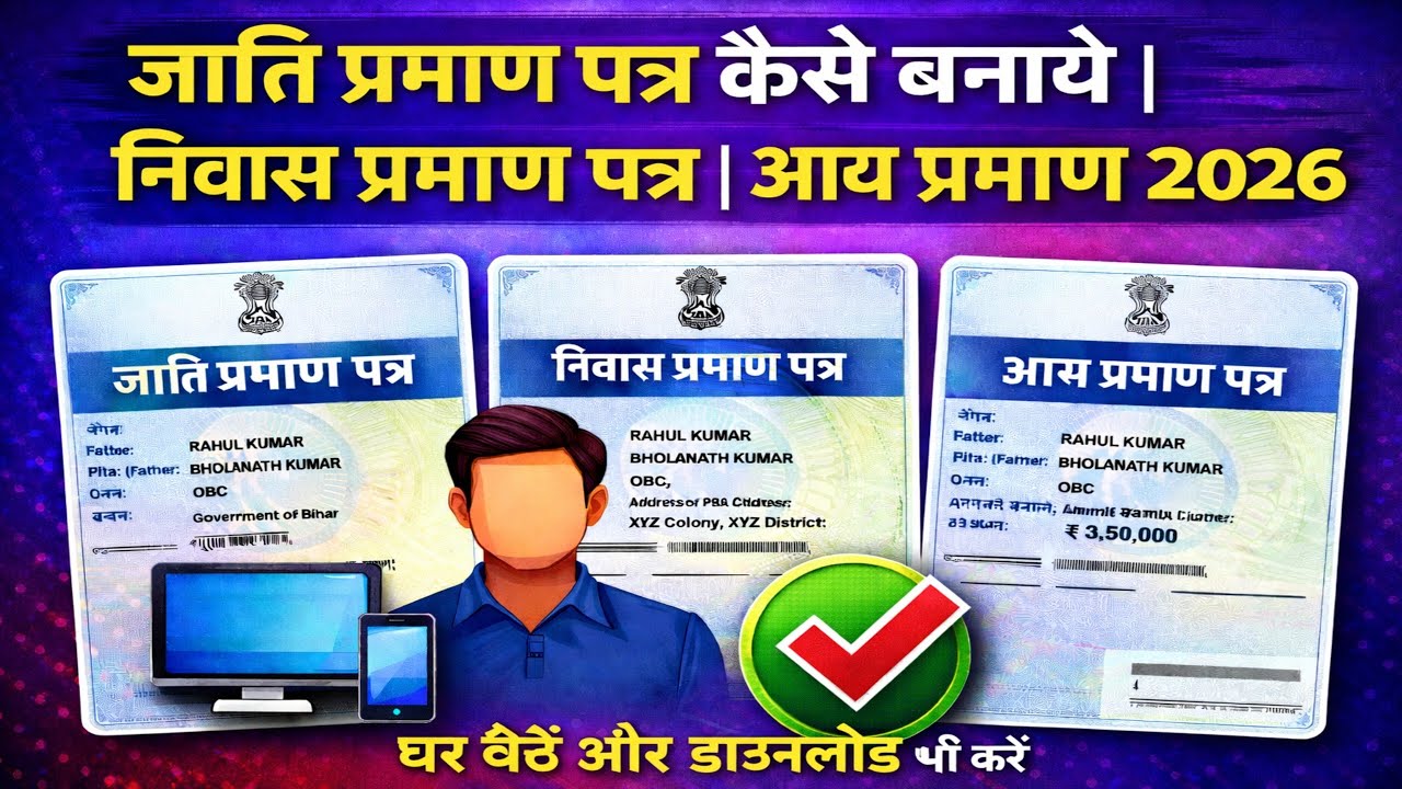 Jati Niwas Aay Praman Patra Kaise Banaye 2026 | जाति प्रमाण पत्र कैसे बनाये | निवास प्रमाणपत्र 2026