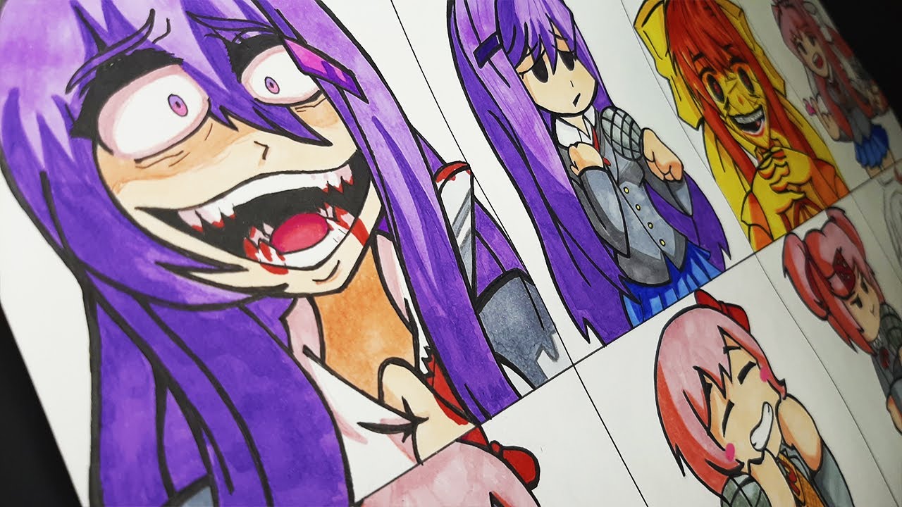 Drawing FNF - Monika + Doki Doki Takeover BAD ENDING Mod / Doki Doki Literature Club