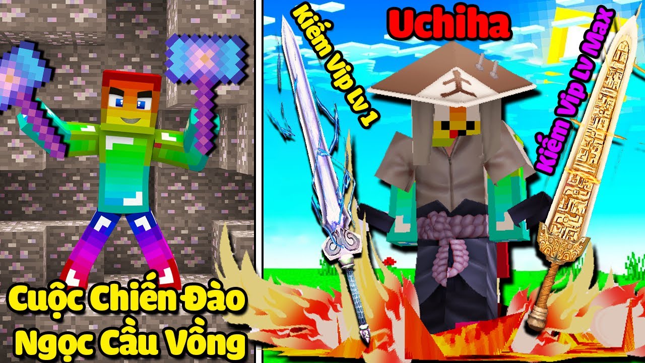 MINI GAME : CUỘC CHIẾN ĐÀO QUẶNG NGỌC TRAI MINECRAFT ** NOOB NÂNG CẤP THANH KIẾM VIP SIÊU ĐẸP