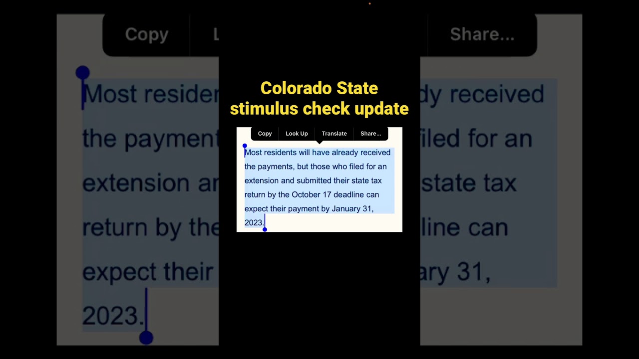 COLORADO STATE STIMULUS Check update 2022