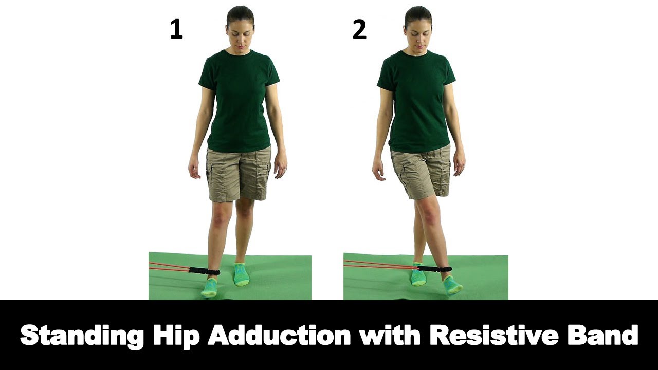 Standing Hip Adduction with Resistive Band - Ask Doctor Jo