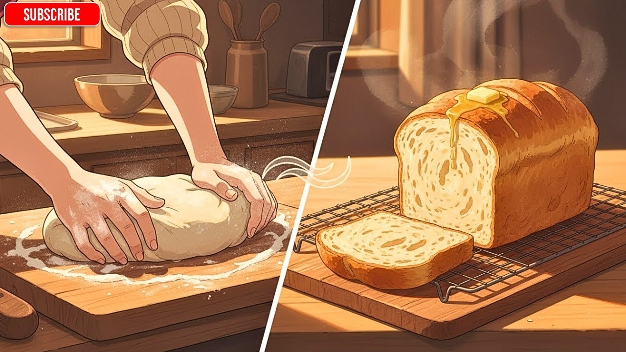 Autumn Evening Baking Bread - From Kneading to First Bite | Cozy Ghibli Kitchen ASMR