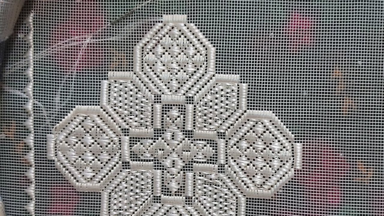 hand embroidery| khamak dozi |hardanger embroidery  part (2)  آموزش خامک دوزی دمپا شلوار
