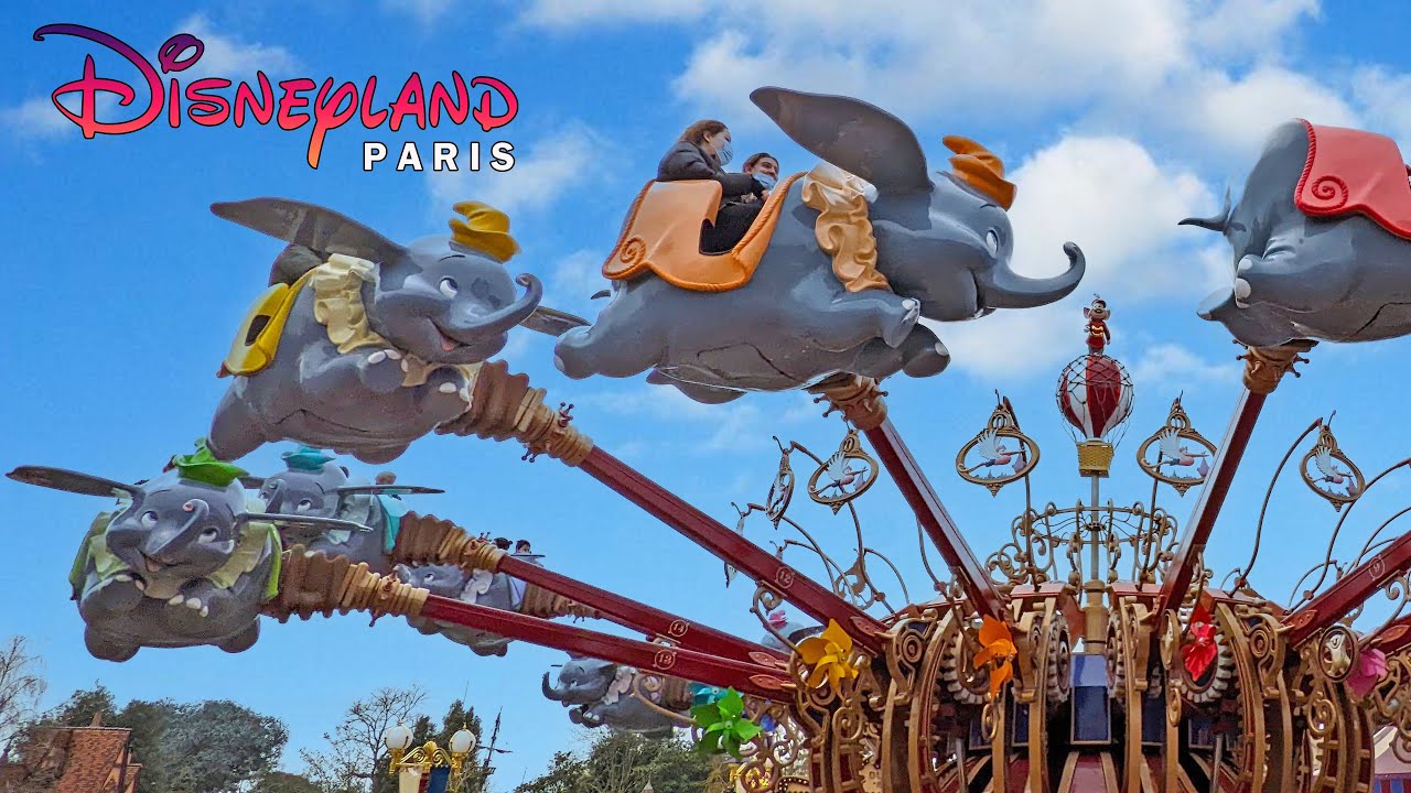Dumbo the Flying Elephant On Ride at Disneyland Paris (March 2022) [4K]
