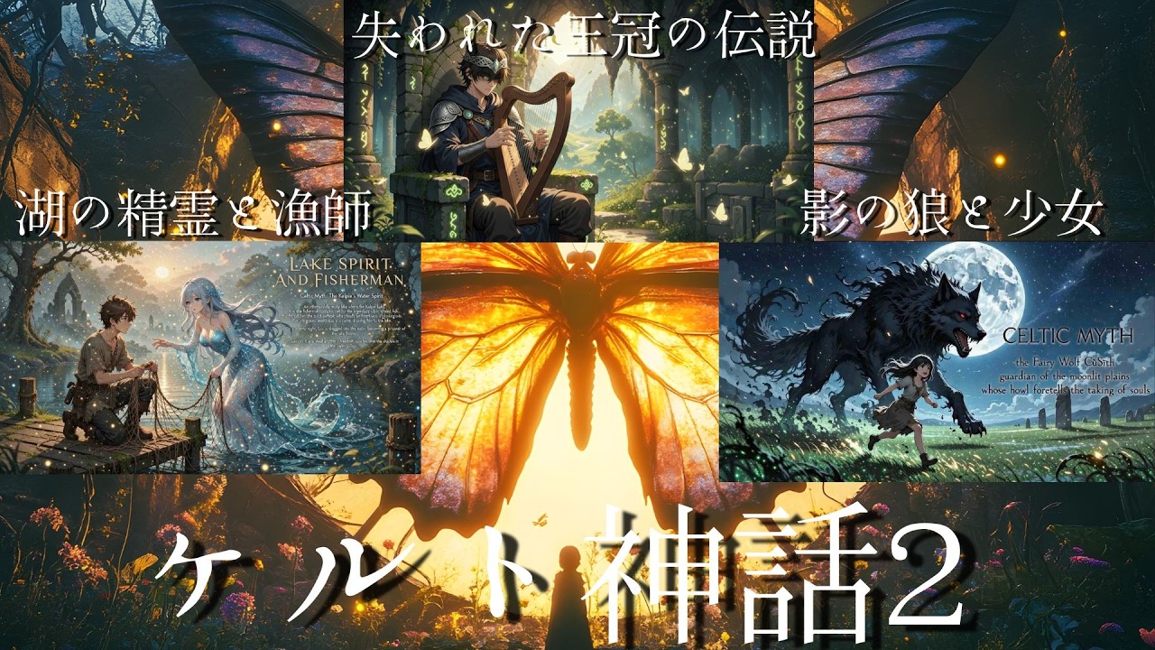おやすみ朗読『ケルト神話２（湖の精霊と漁師・影の狼と少女・失われた王冠の伝説）３話』音楽と物語の世界 福原希己江