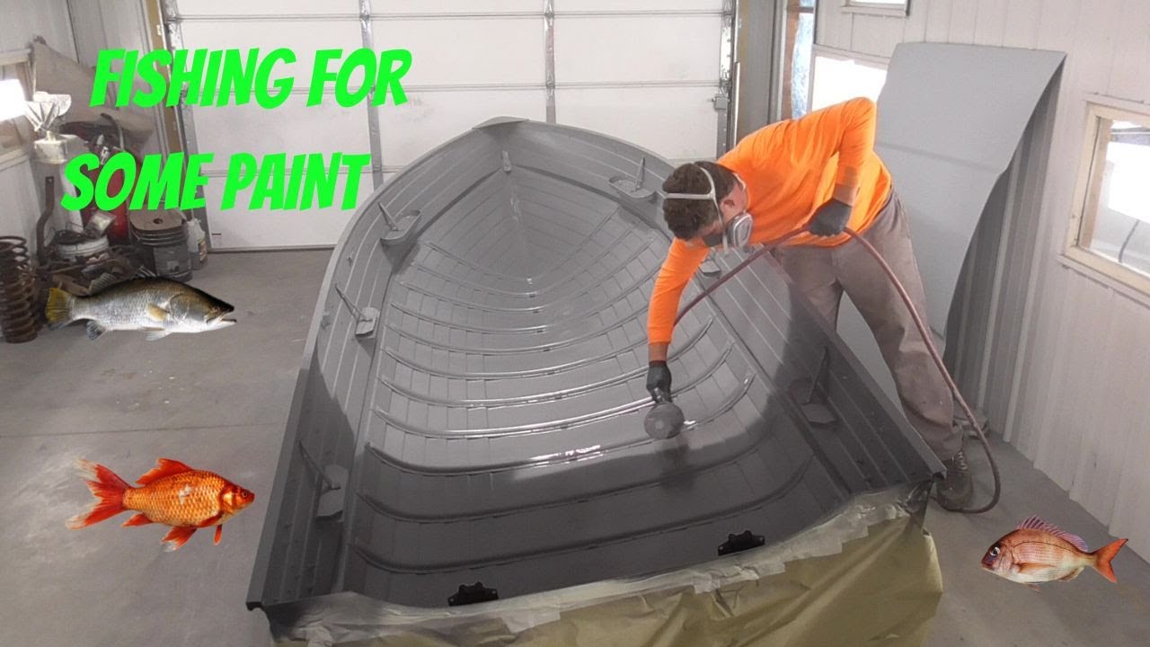 Painting a boat with Hot Rod Flatz Dove Gray.