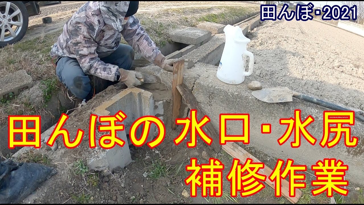 田んぼの水口・水尻の補修　田んぼ・2021