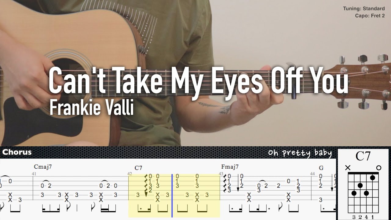 Can't Take My Eyes Off You - Frankie Valli | Fingerstyle Guitar | TAB tutorial + Chords + Lyrics