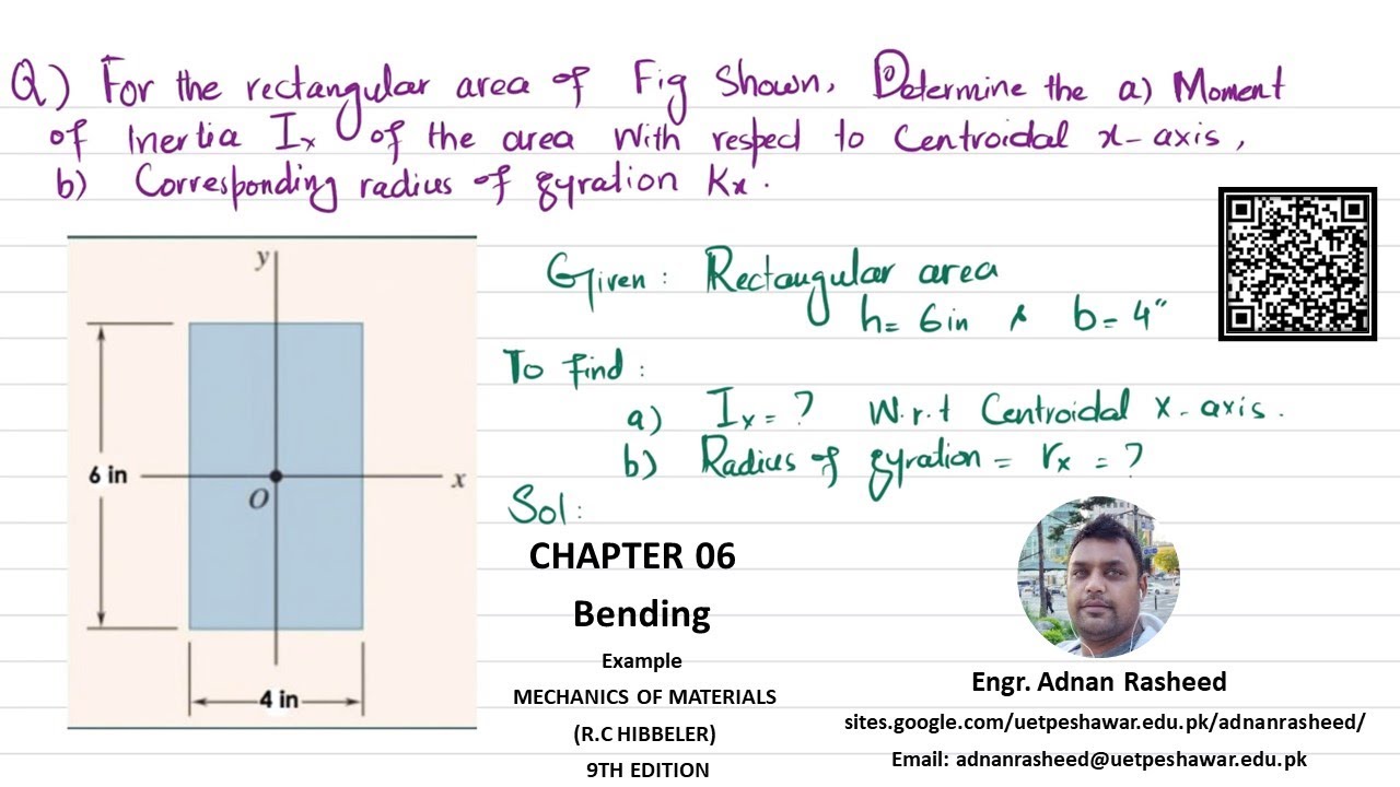 Moment of Inertia and radius of gyration for rectangular beam