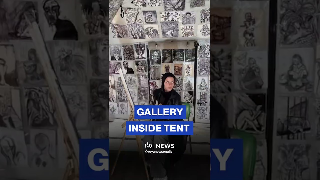 🇵🇸 🎨 Palestinian artist turns Gaza tent into art gallery