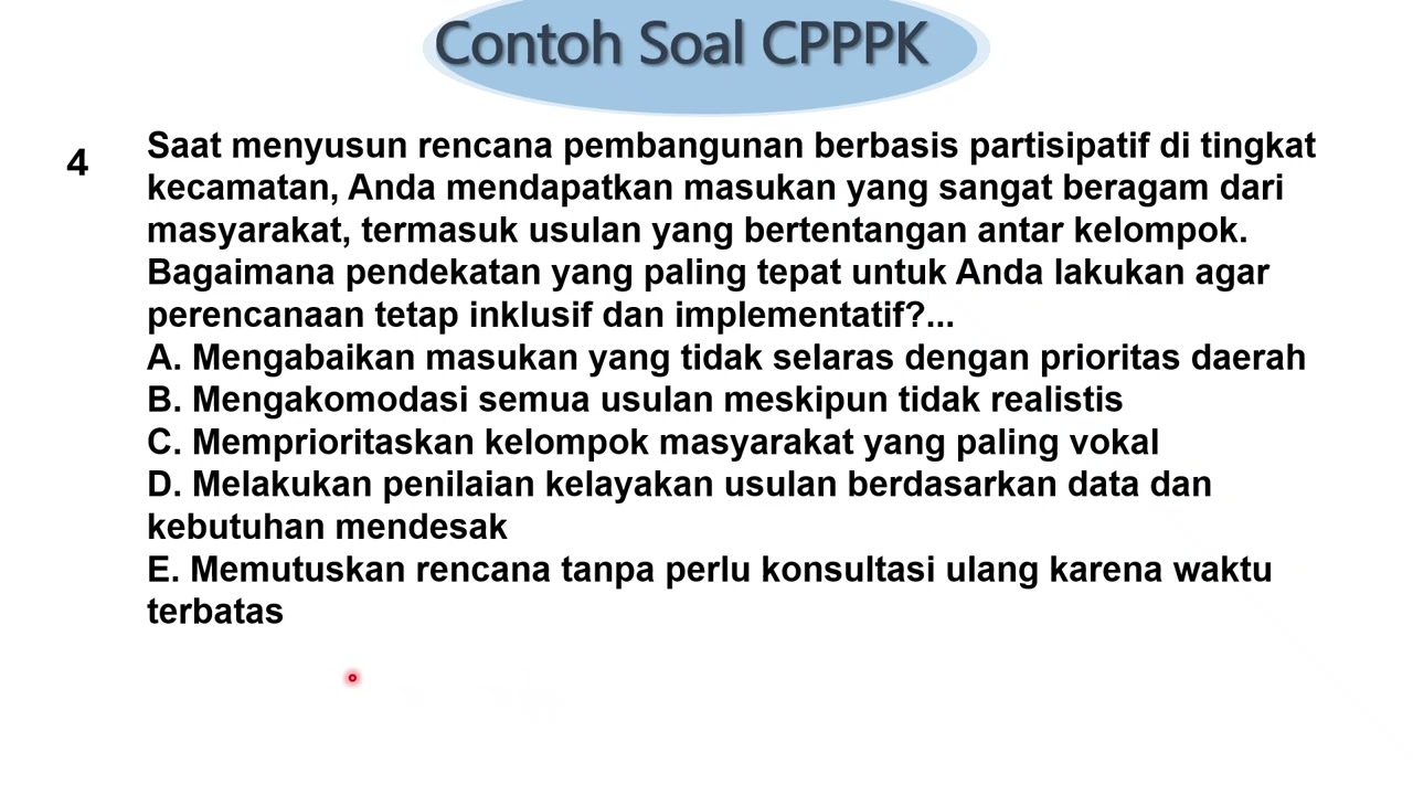 Contoh Soal Teknis PPPK  Jabatan Perencana Ahli Pertama