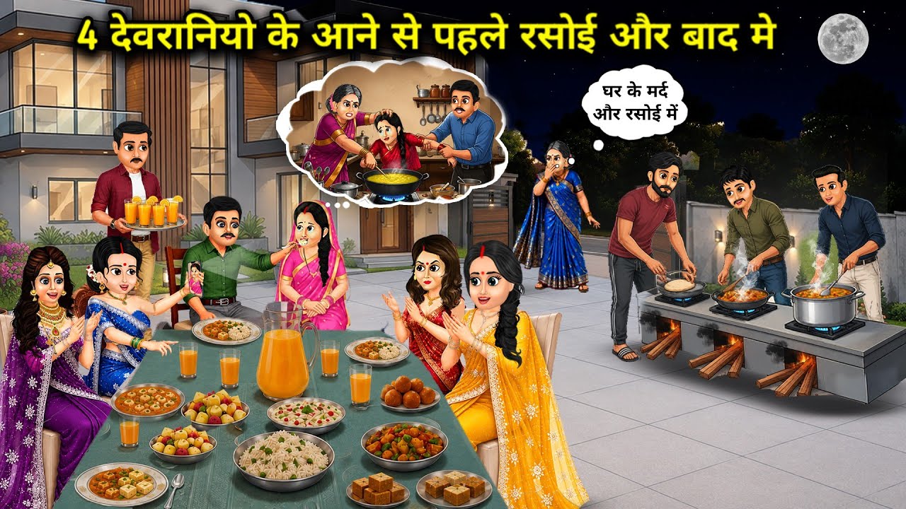 4 देवरानियो के आने से पहले रसोई और बाद मे || Cartoon Videos || Kitchen Before & After 4 SIL || 