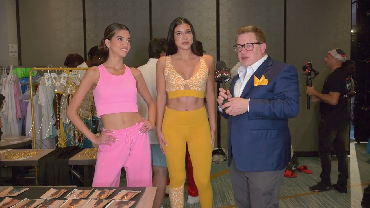 Models Natalie and Camilla walk for Designer  