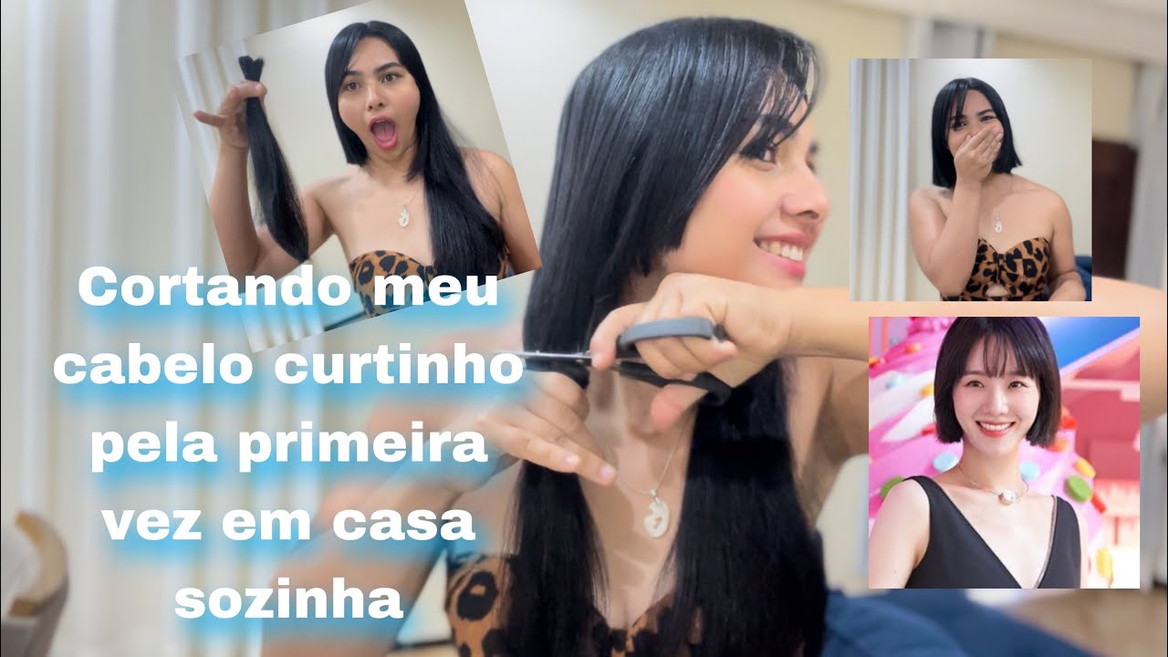 Cortando Meu cabelo curtinho pela primeira vez em casa sozinha😳😳