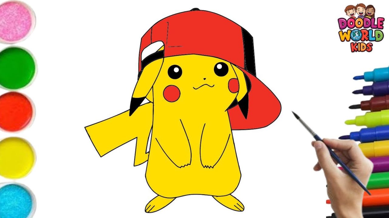 How to Draw Cute Pokémon Pikachu ⚡🐭🎨 | Easy Cartoon Drawing for Kids | Doodle World Kids