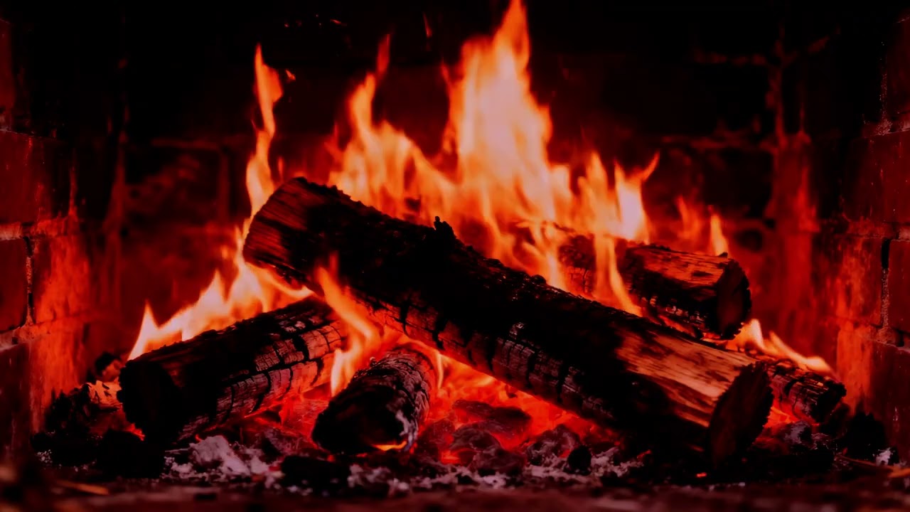 🔥 Cozy Burning Fireplace 4K – Natural Fire Crackles & Soothing Flame Glow