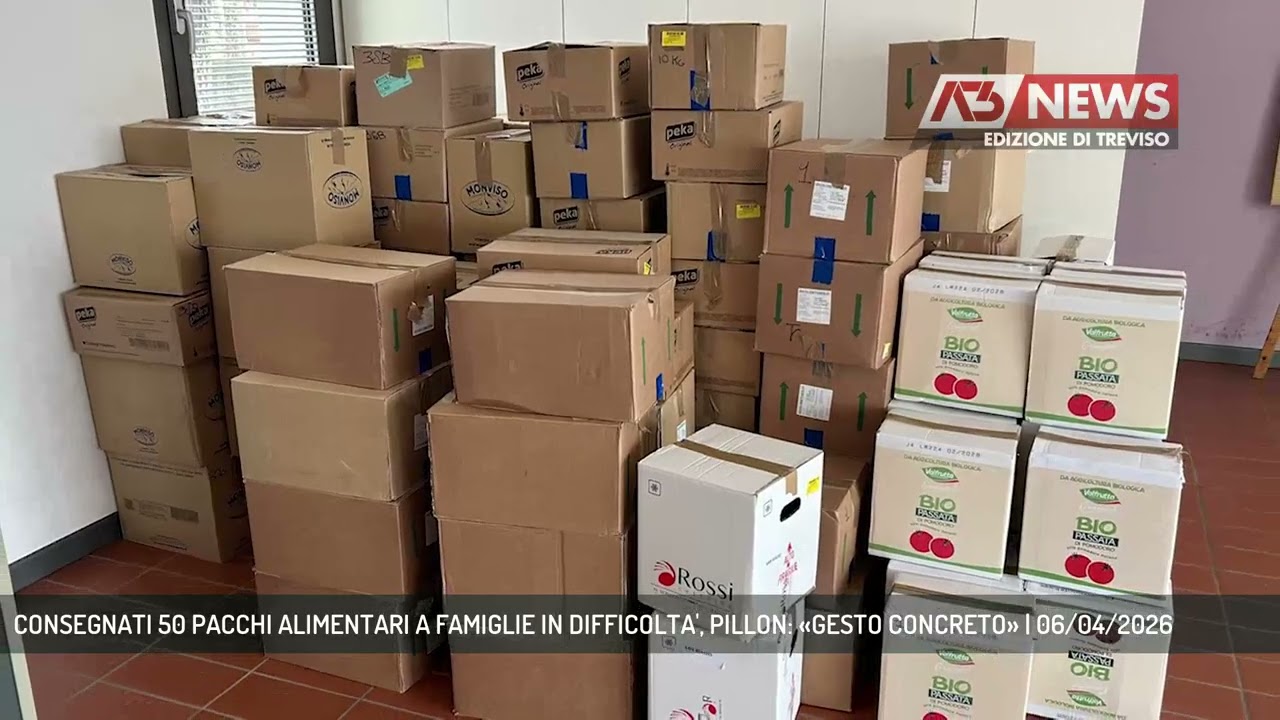 CONSEGNATI 50 PACCHI ALIMENTARI A FAMIGLIE IN DIFFICOLTA', PILLON: &laquo;GESTO CONCRETO&raquo; | 06/04/2026