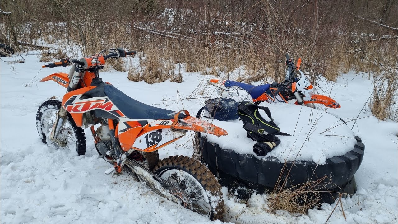 Zima zaskoczyła ale co to dla prawdziwych rajderów xD❄/KTM SX 150 & RFZ 125