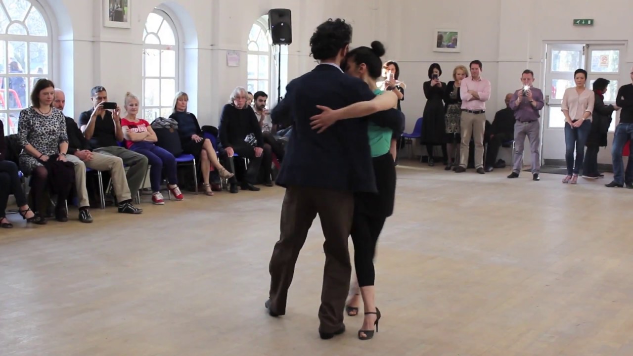 Maral & Mariano Tango: step demo - Sacada to counterclockwise calesita with voleo