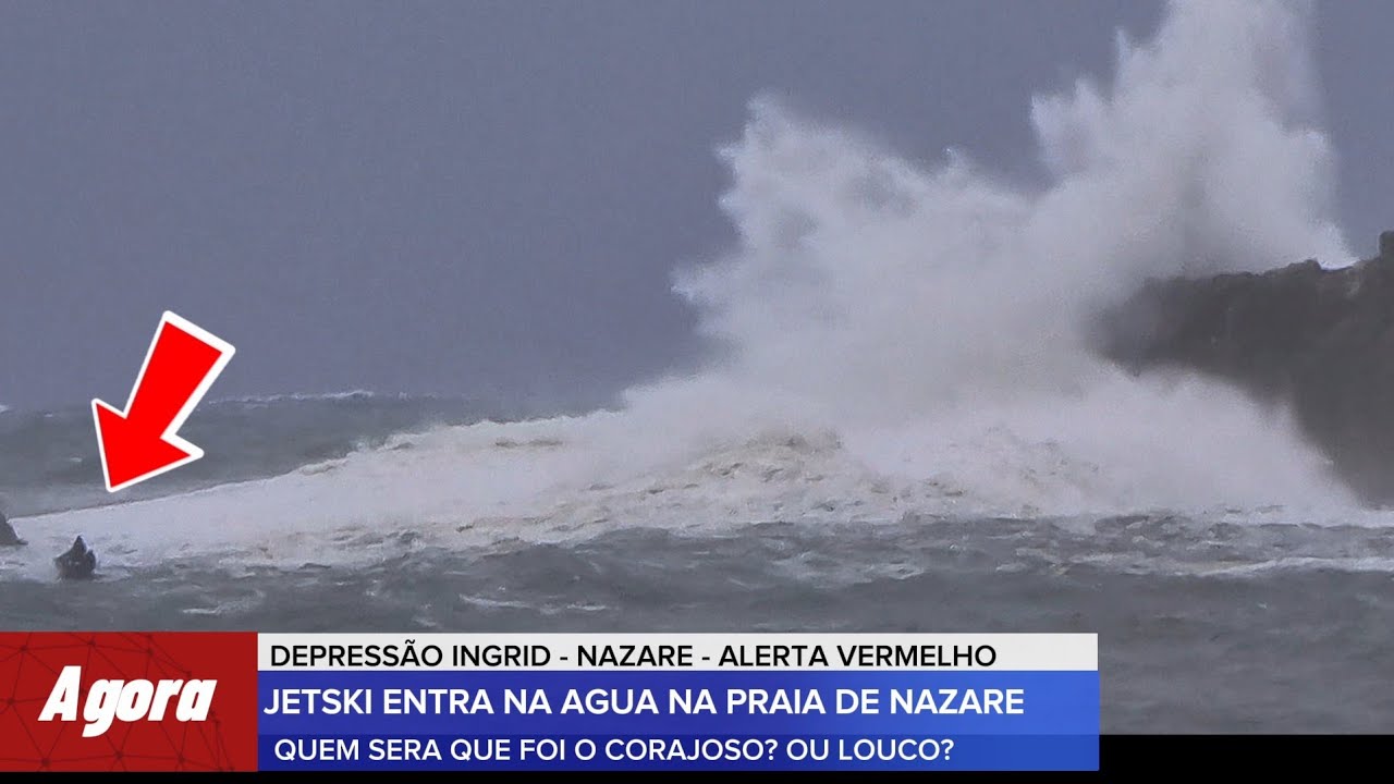 Jet Ski entra na Praia de Nazare durante a depressão Ingrid - Hoje 23/01/2026