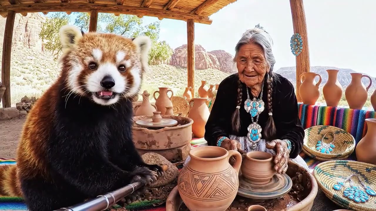 Red Panda Meets Native Tribe at Grand Canyon