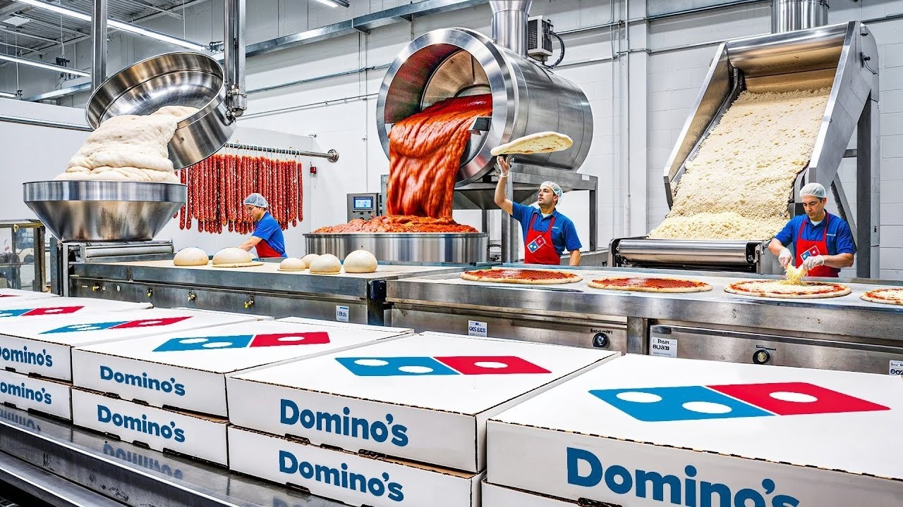 Como as PIZZAS DOMINO'S são feitas - Processo Industrial