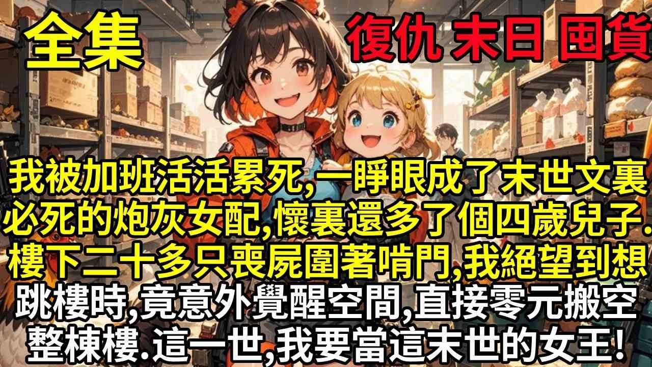 我被加班活活累死，一睜眼成了末世文裏必死的炮灰女配，懷裏還多了個四歲兒子。樓下二十多只喪屍圍著啃門，我絕望到想跳樓時，竟意外覺醒靈泉空間，直接零元搬空整棟樓。這一世，我要当这末世的女王！