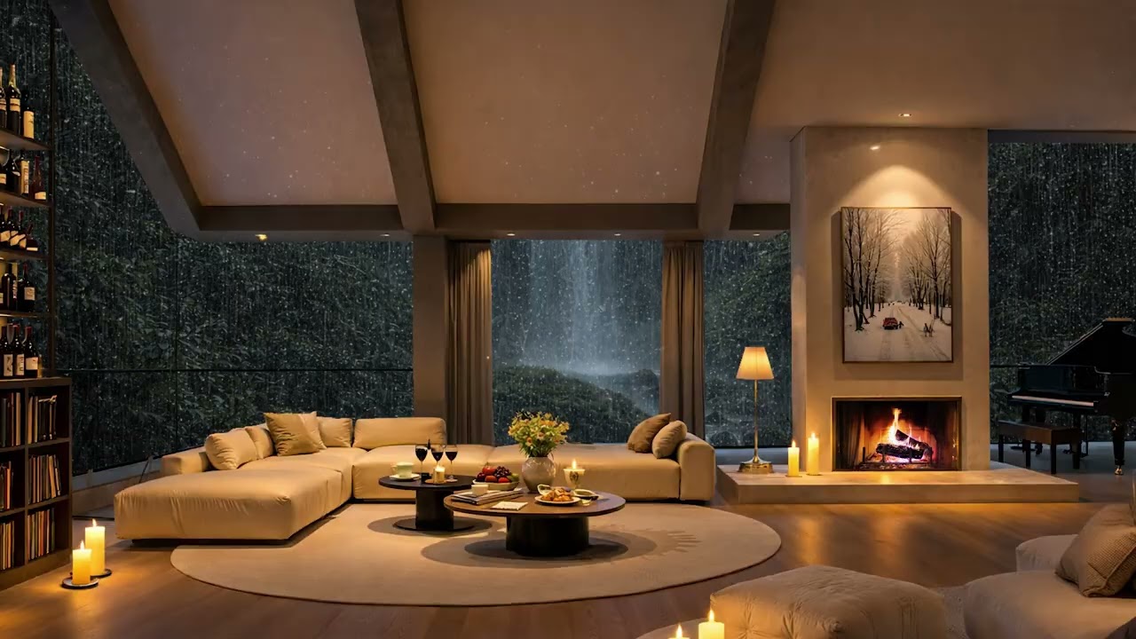 Rain Outside, Cozy Inside 🌧️ Bedroom City View | Chill Jazz for Focus & Stress Relief