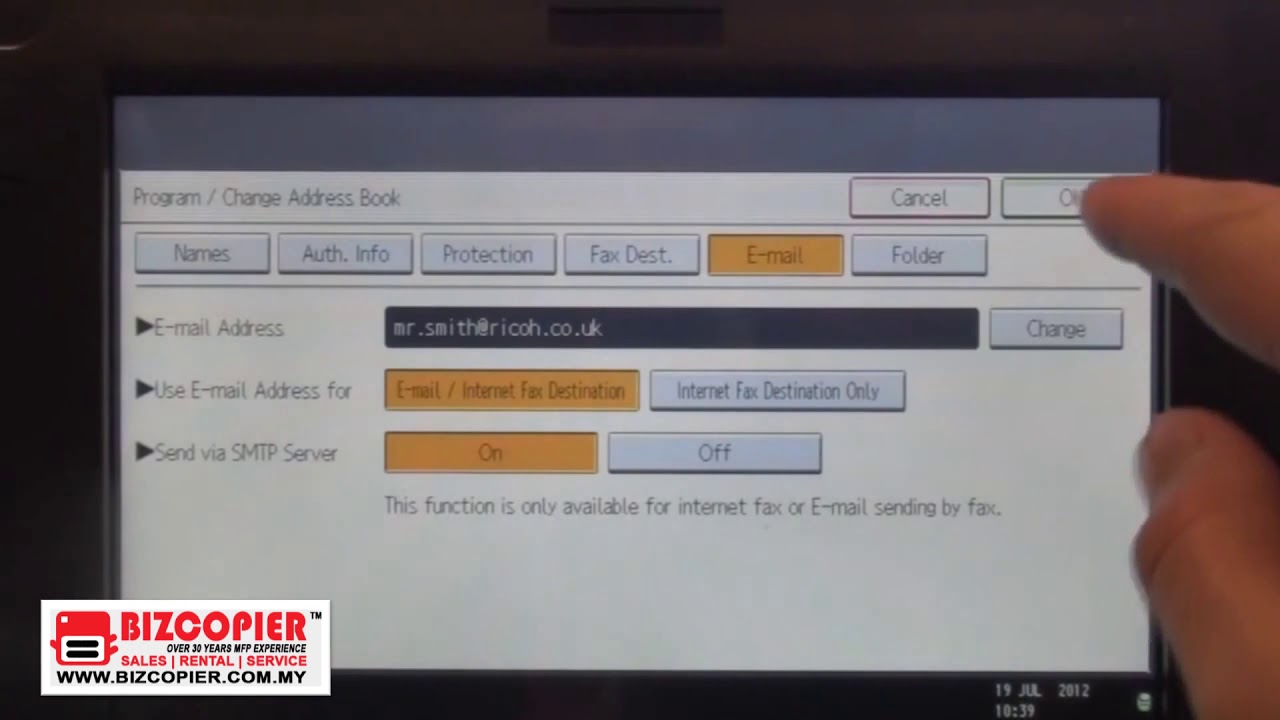 Creating Scan to Email shortcuts on Ricoh Printer