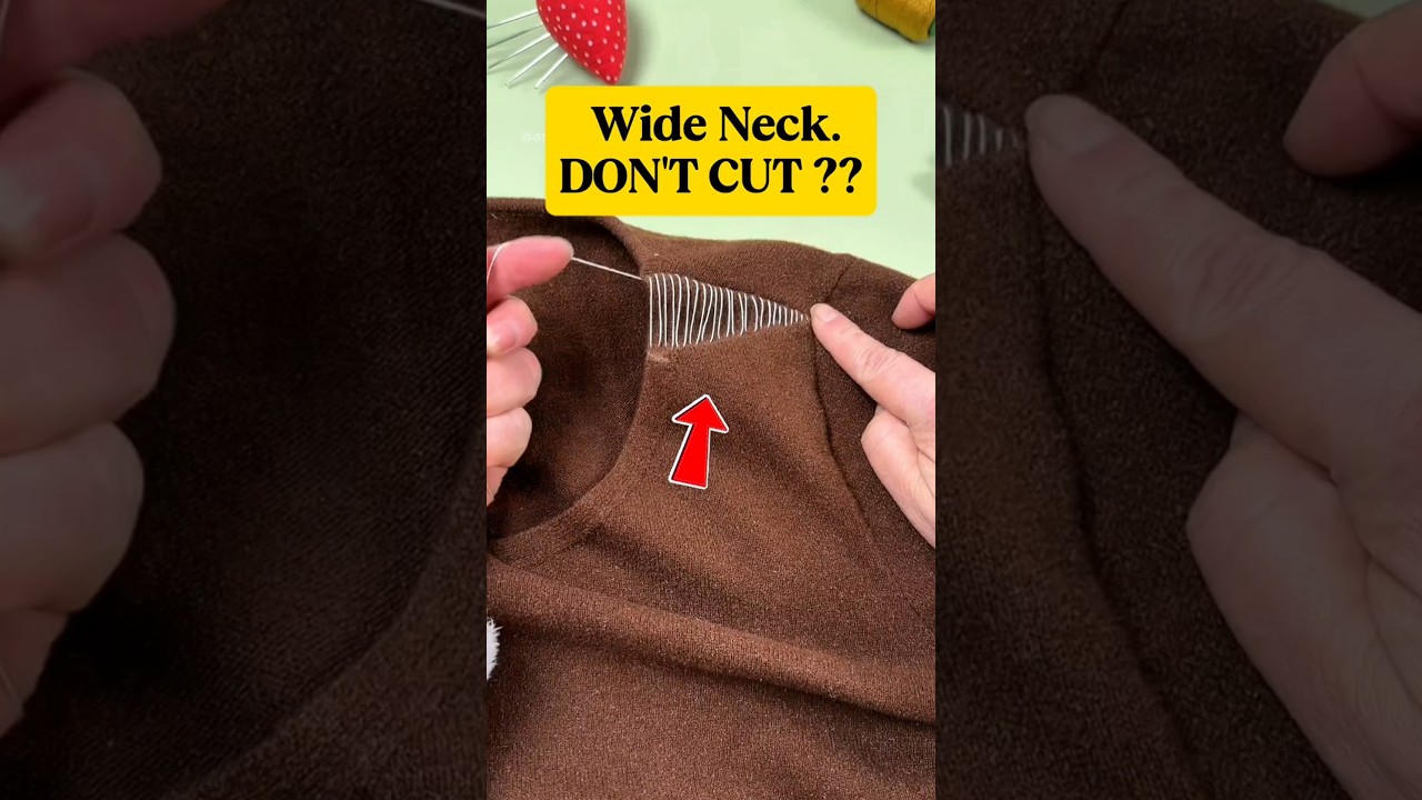 How to Fix a Wide Neck on Any Top &mdash; No Cutting, No Machine! #shorts #sewing #tipsandtricks