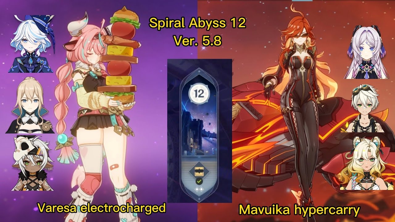 Genshin impact Abyss 5.8 | C0 varesa electroch & C0 Mavuika hypercarry | Floor 12 9 stars